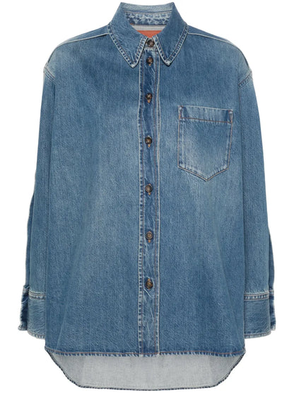 Pleated Denim Shirt