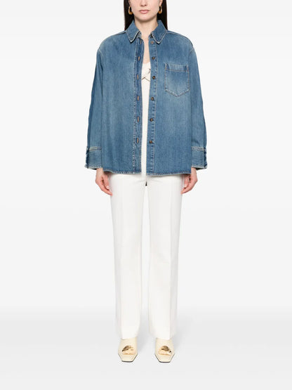 Pleated Denim Shirt
