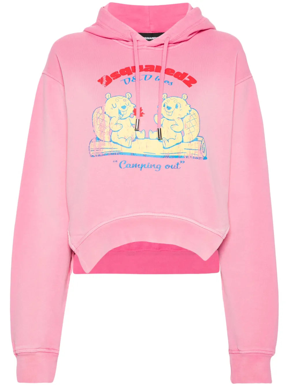 Graphic-Print Cropped Hoodie