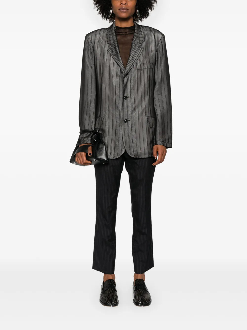 Pinstripe Slim-Cut Tailored Trousers
