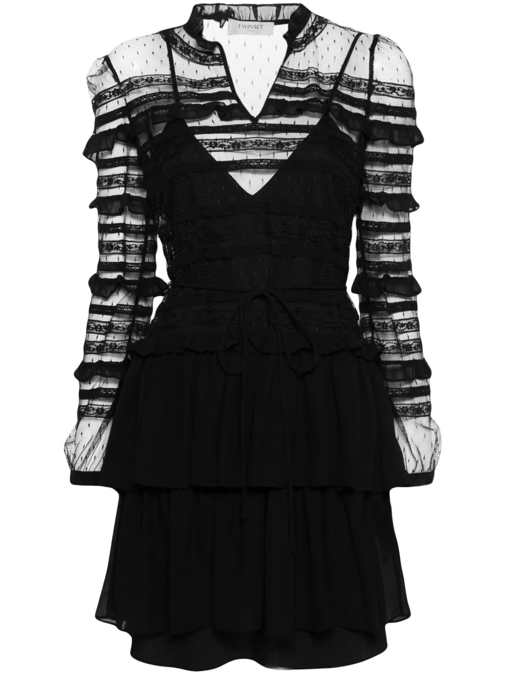 Ruffled Mesh Mini Dress