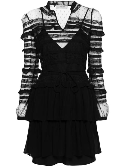 Ruffled Mesh Mini Dress