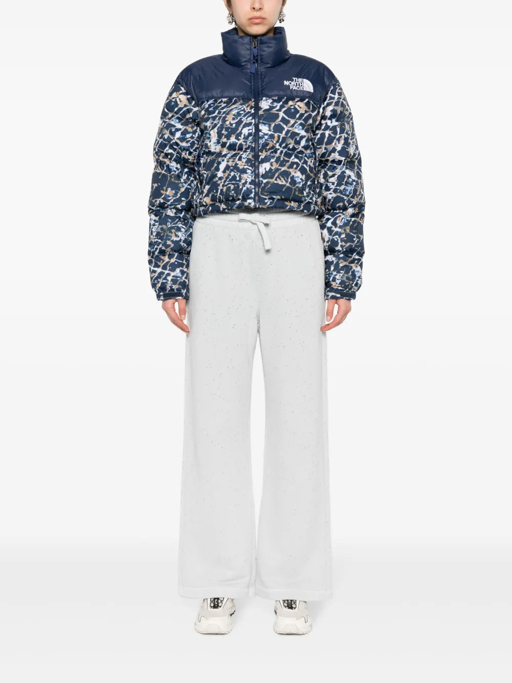 Abstract-Print Quilted Jacket