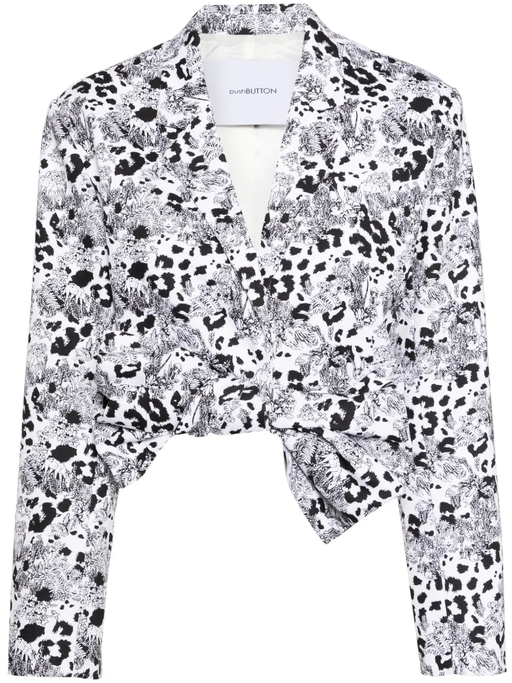 Bow Printed Cropped Jacket