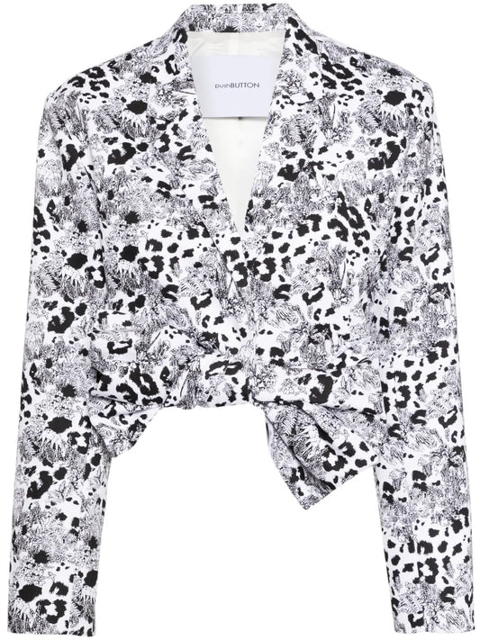 Bow Printed Cropped Jacket