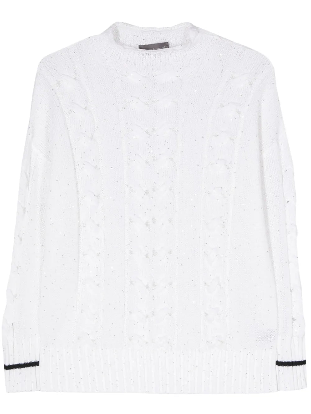 Sequin-Embellished Cable-Knit Jumper