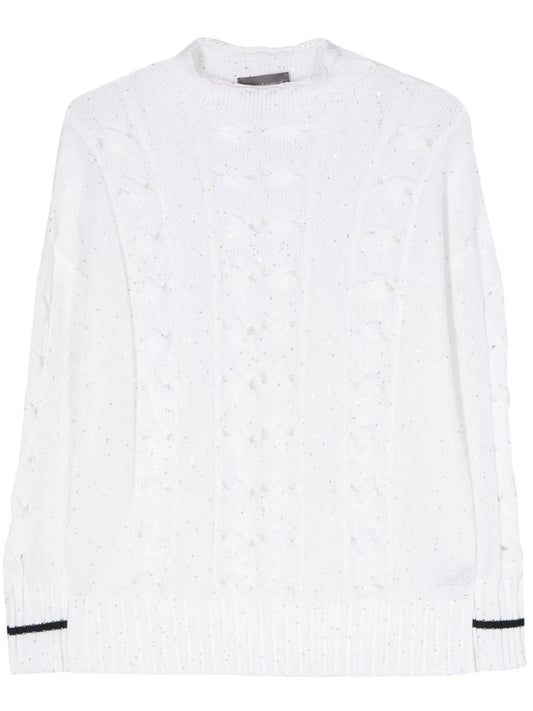 Sequin-Embellished Cable-Knit Jumper