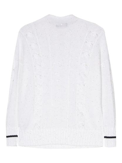 Sequin-Embellished Cable-Knit Jumper