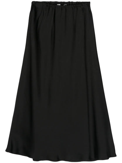 Flared Satin Midi Skirt