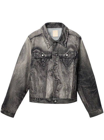 Swirl-Print Denim Jacket