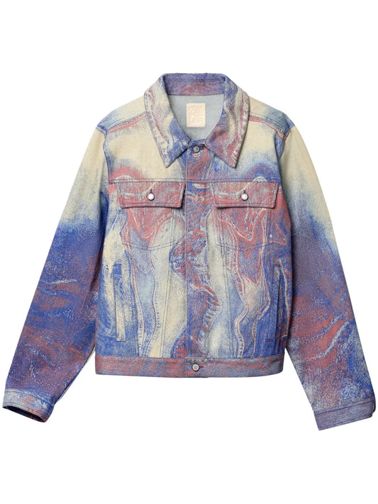 Swirl-Print Denim Jacket