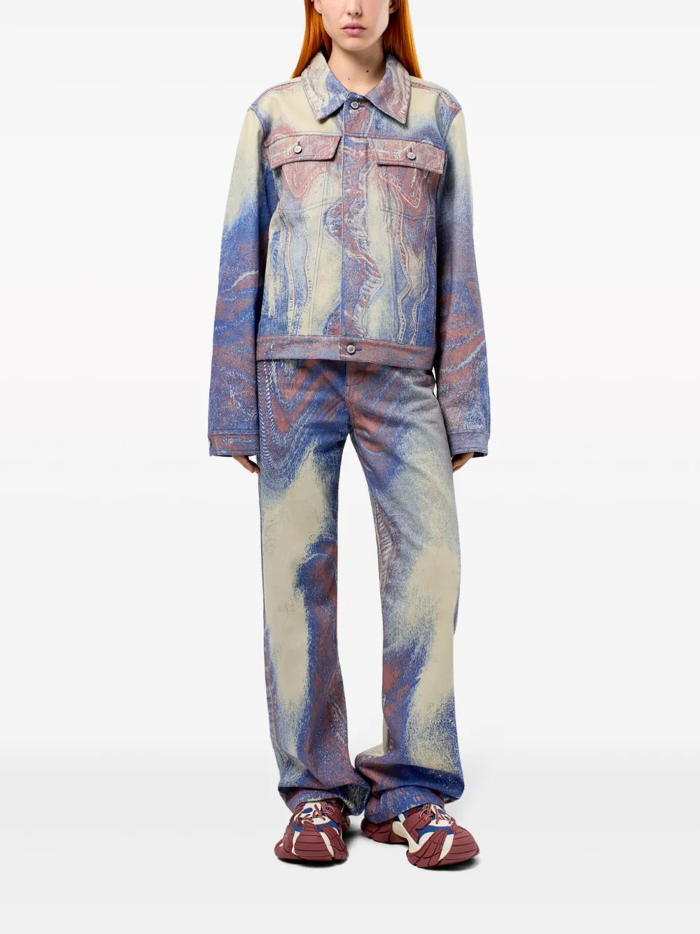Swirl-Print Denim Jacket