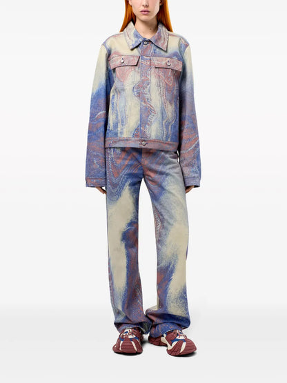 Swirl-Print Denim Jacket