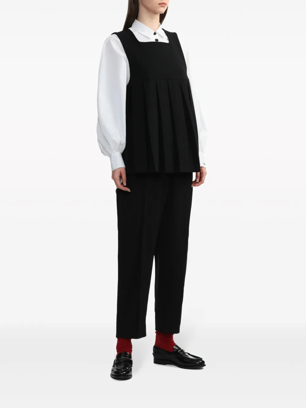 High-Waisted Straight-Leg Wool Trousers
