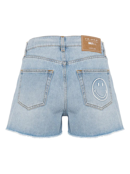 Smiley-Face Denim Shorts