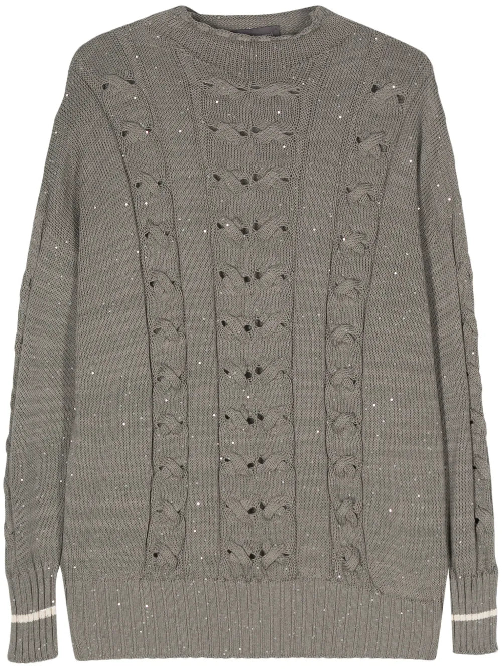 Sequin-Embellished Cable-Knit Jumper