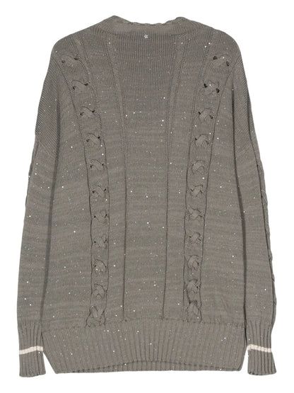Sequin-Embellished Cable-Knit Jumper