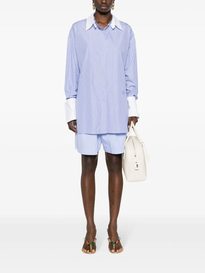 Halo-Stripe Cotton Shirt