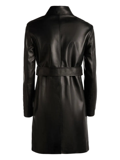 Belted Nappa-Leather Coat