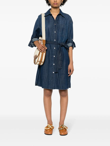 Belted Denim Midi Dress