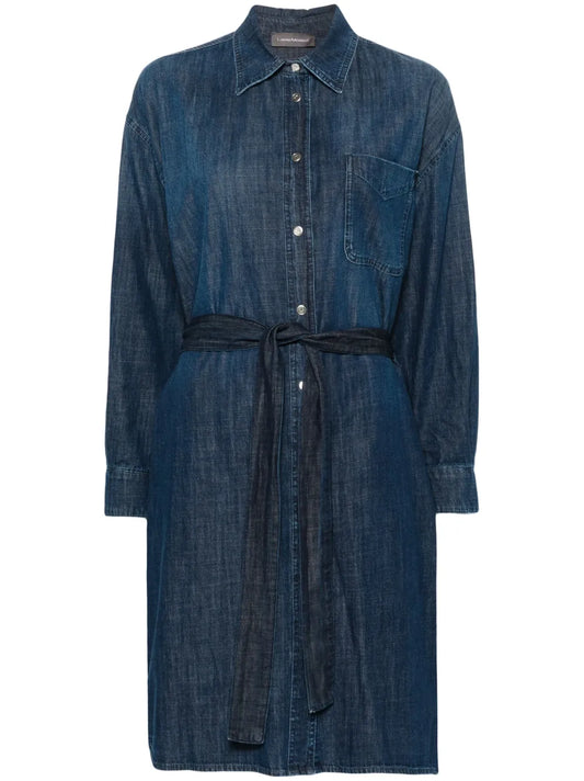 Belted Denim Midi Dress