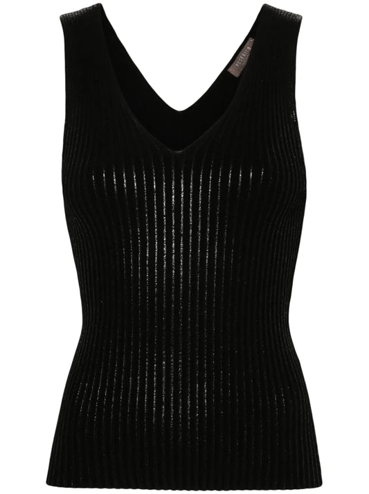 Metallic-Effect Knitted Tank Top