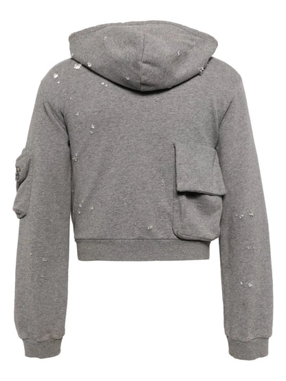 Distressed Logo-Print Hooded Jacket