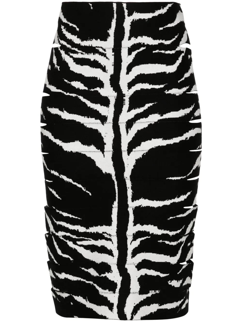 Zebra-Jacquard Pencil Skirt