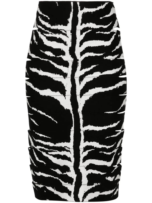 Zebra-Jacquard Pencil Skirt
