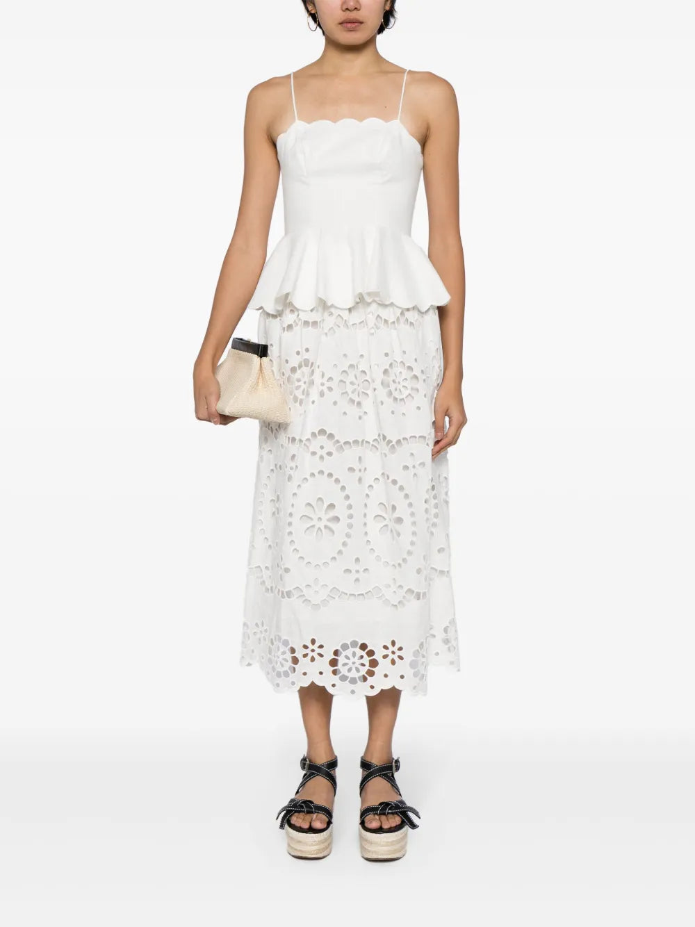 Lexi Embroidered Linen Midi Skirt