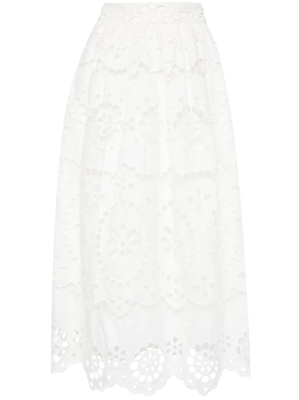 Lexi Embroidered Linen Midi Skirt