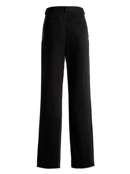 High-Waist Belted Cotton Trousers
