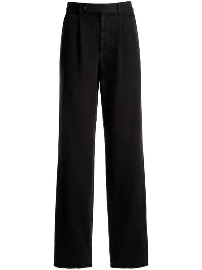 High-Waist Belted Cotton Trousers