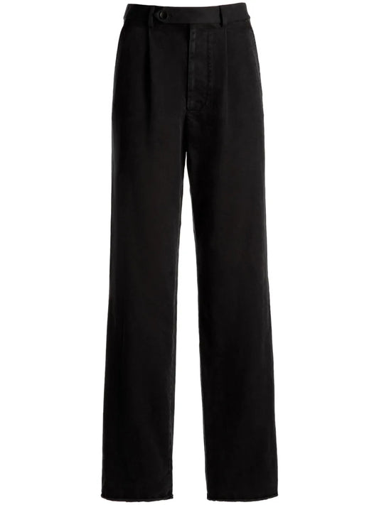 High-Waist Belted Cotton Trousers