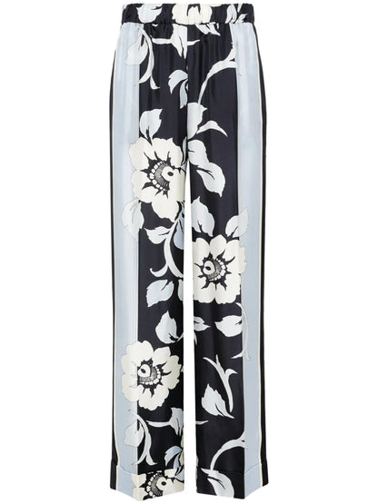 Wide-Leg Silk Trousers