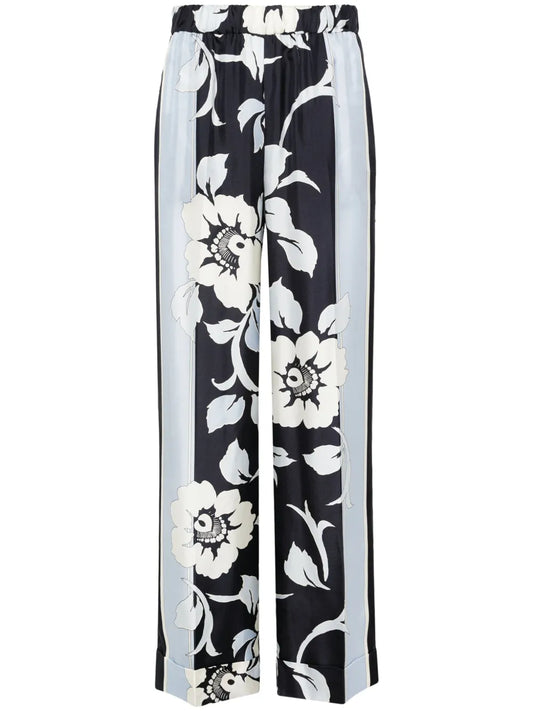 Wide-Leg Silk Trousers