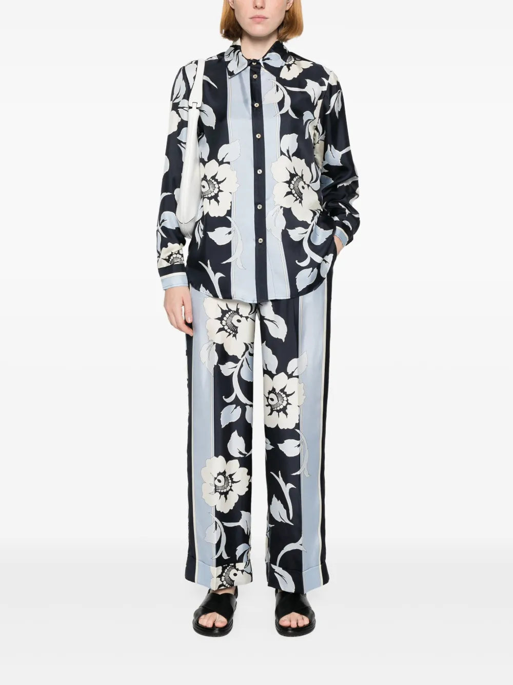 Wide-Leg Silk Trousers
