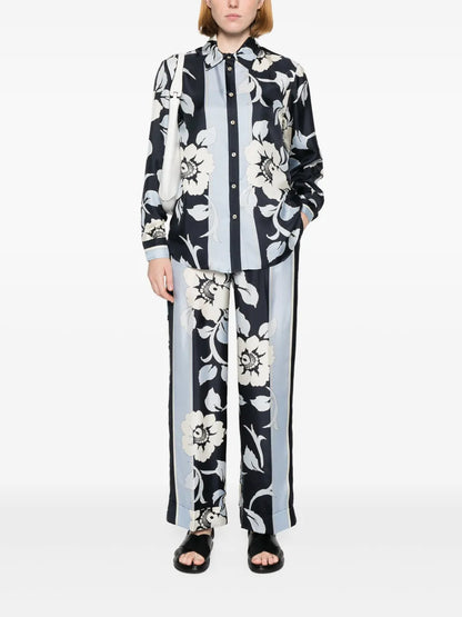 Wide-Leg Silk Trousers