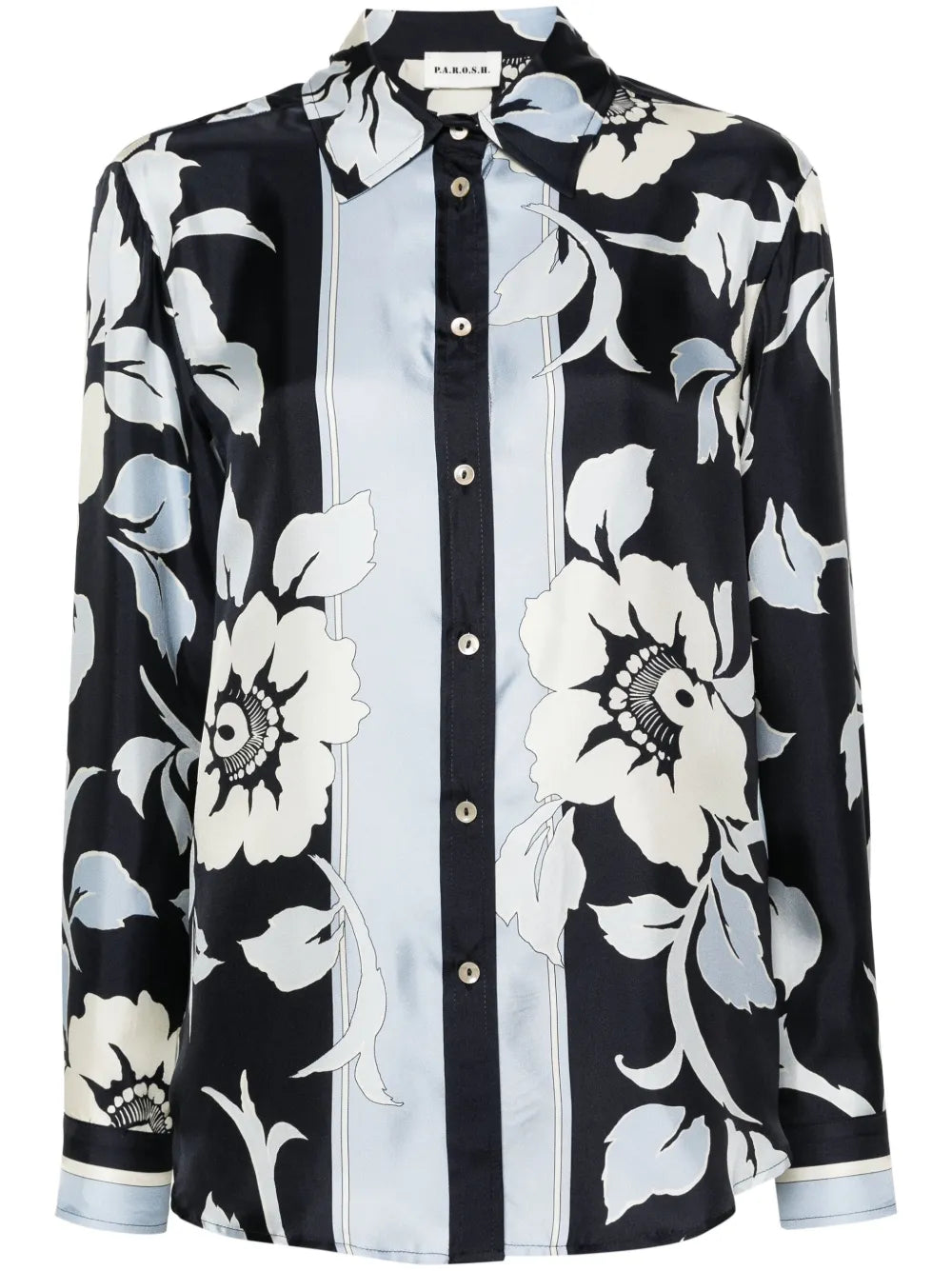 Floral-Print Silk Shirt