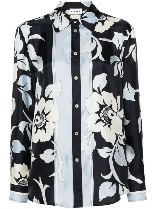 Floral-Print Silk Shirt
