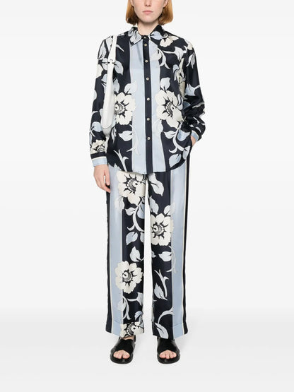Floral-Print Silk Shirt