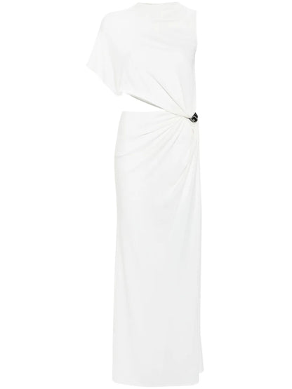 Asymmetric Crepe Maxi Dress
