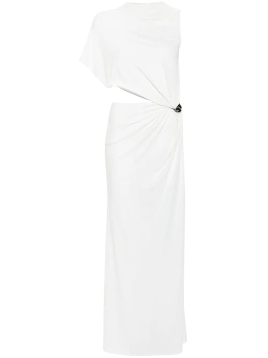 Asymmetric Crepe Maxi Dress