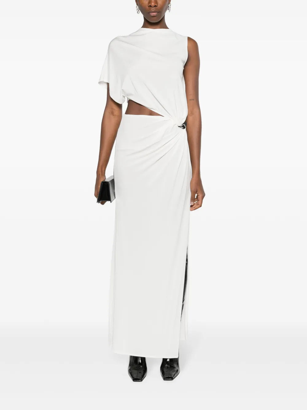 Asymmetric Crepe Maxi Dress