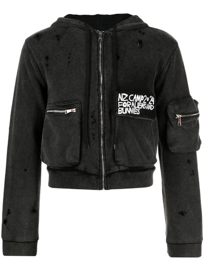Camp-Slogan Cargo-Pocket Hoodie