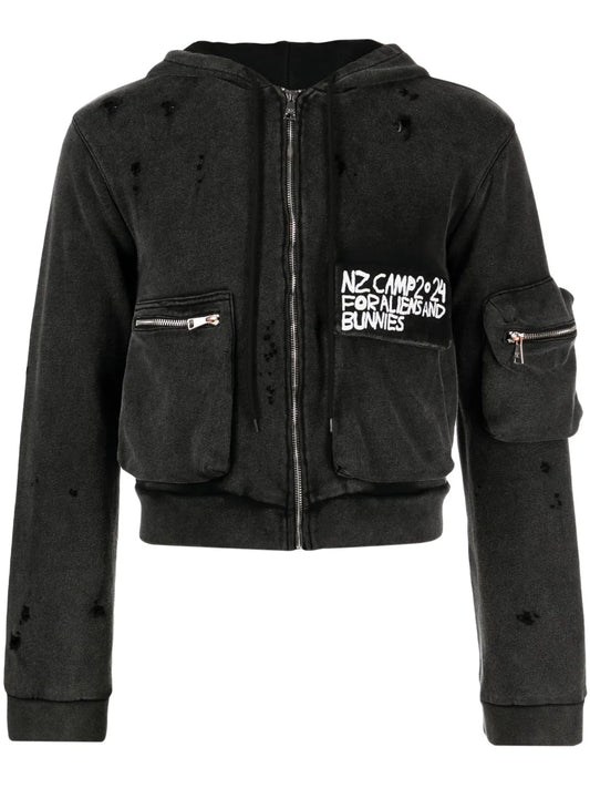 Camp-Slogan Cargo-Pocket Hoodie