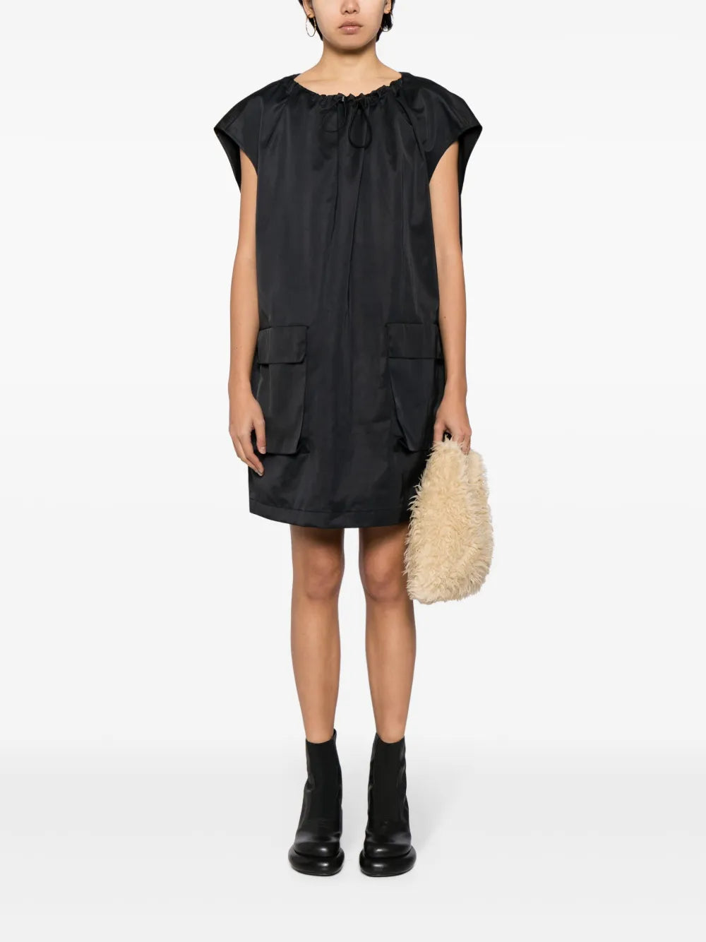 Drawstring-Neck Cargo Minidress