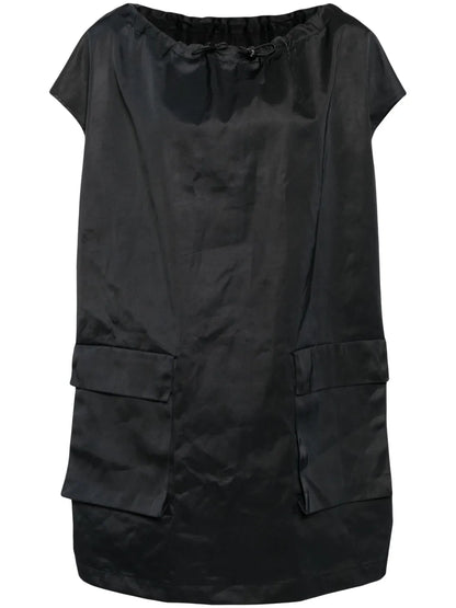 Drawstring-Neck Cargo Minidress