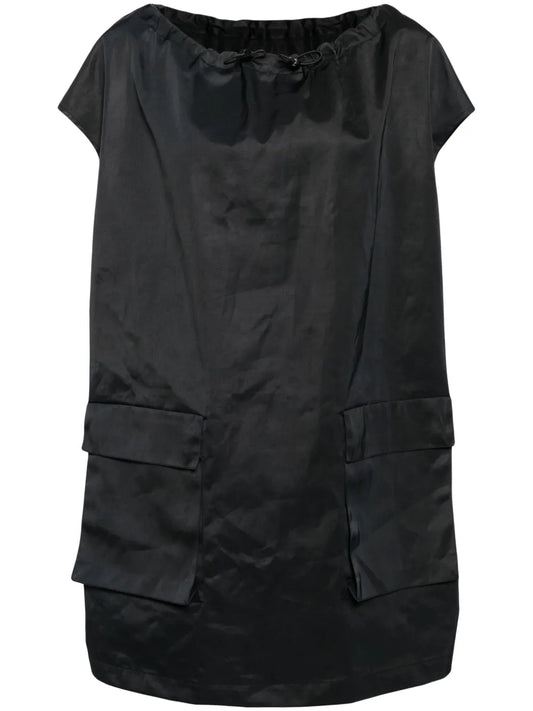 Drawstring-Neck Cargo Minidress