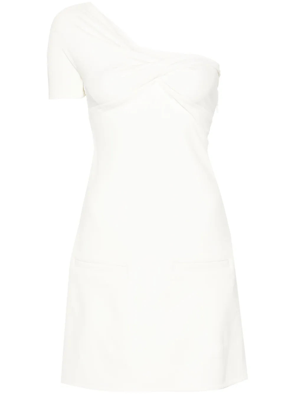 One-Shoulder Twist Crepe Minidress